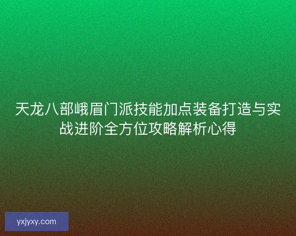 天龙八部峨眉门派技能加点装备打造与实战进阶全方位攻略解析心得